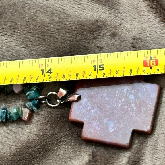 Multi Gemstone NECKLACE CROSS PENDANT Jasper Chalcedony 925 Clasp 4107 W - Picture 5 of 9